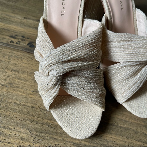 NEW Loeffler Randall Reed Cream Sparkle Pleated Twist Heels Sandals 8 - Picture 8 of 12